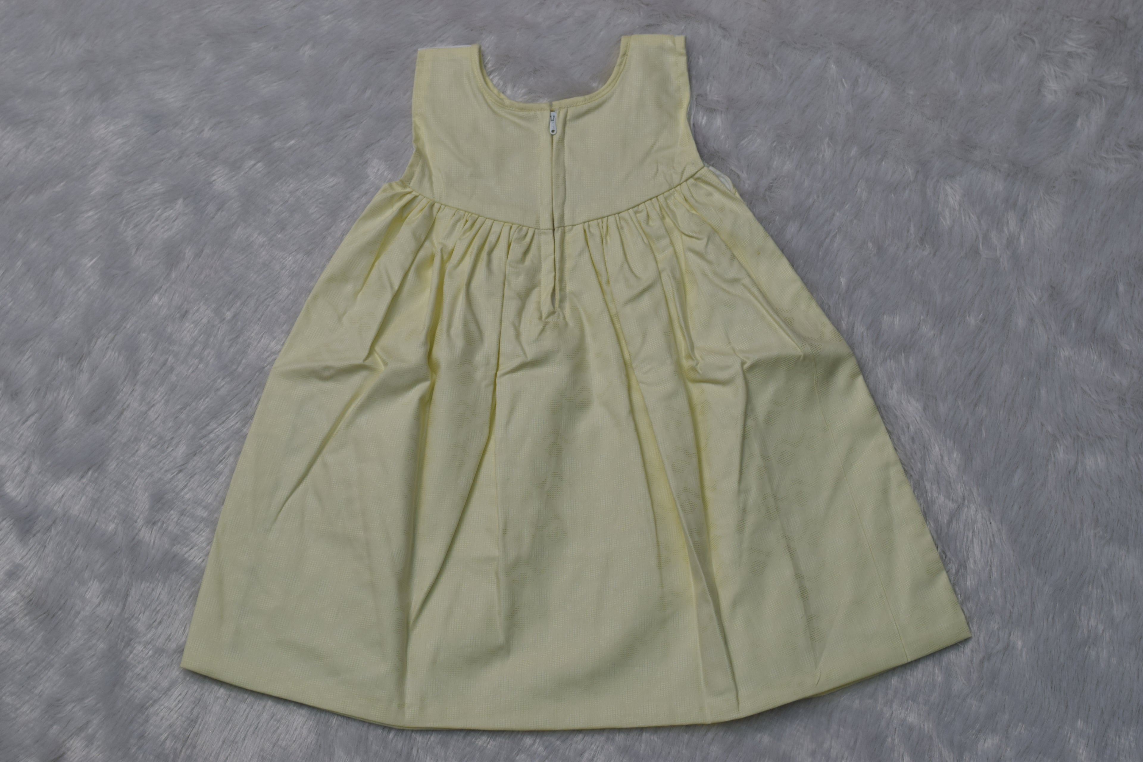 Girls Pastel Yellow Floral Embroidered Party Frock