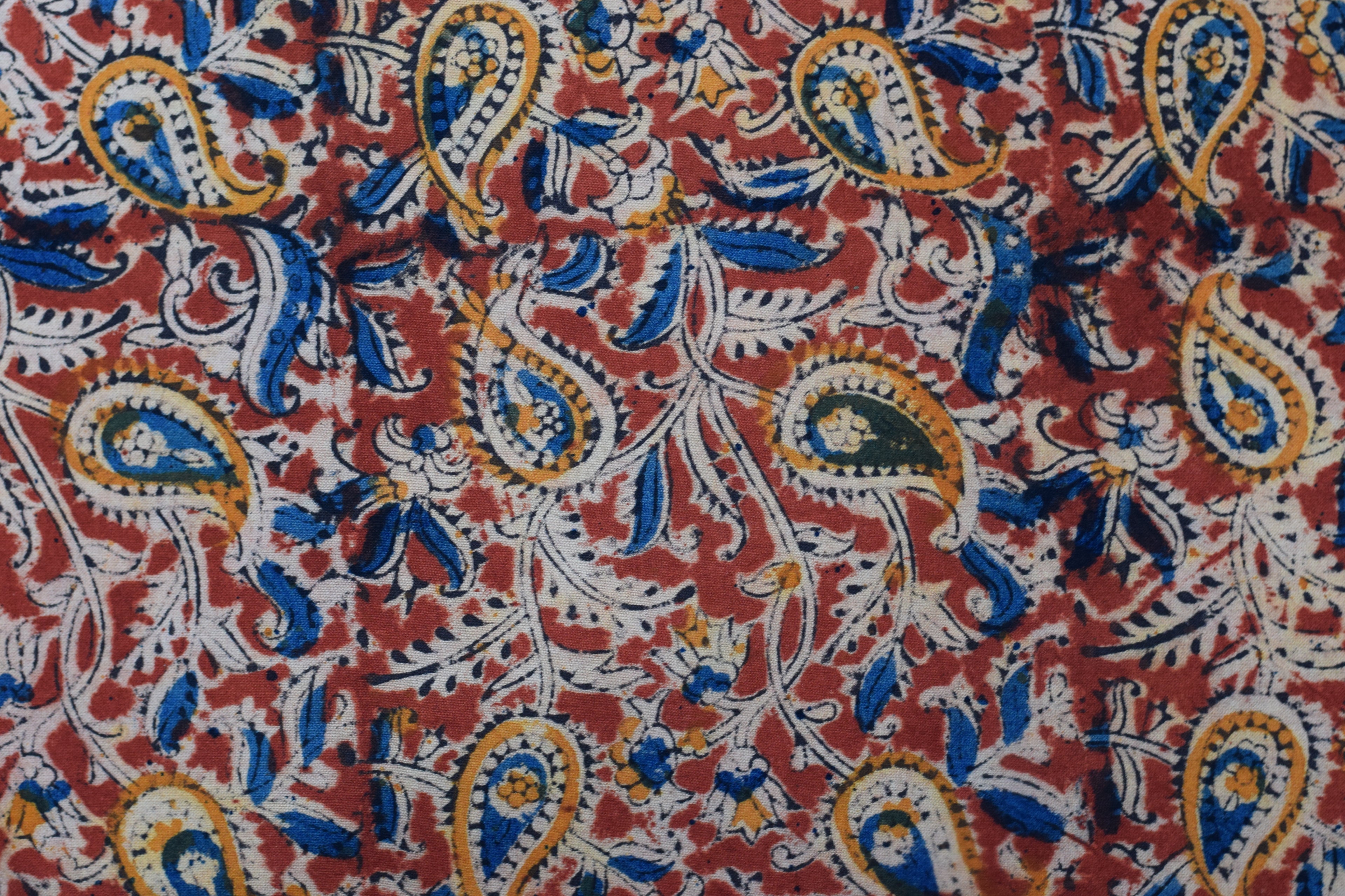 Rustic Paisley Kalamkari Cotton Churidar Material Set