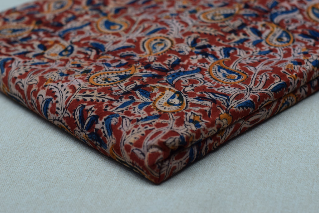 Rustic Paisley Kalamkari Cotton Churidar Material Set