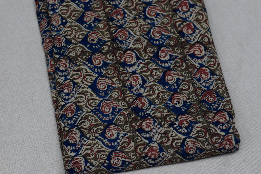 Royal Indigo Kalamkari Print Cotton Churidar Top Material – 2.5 Meter