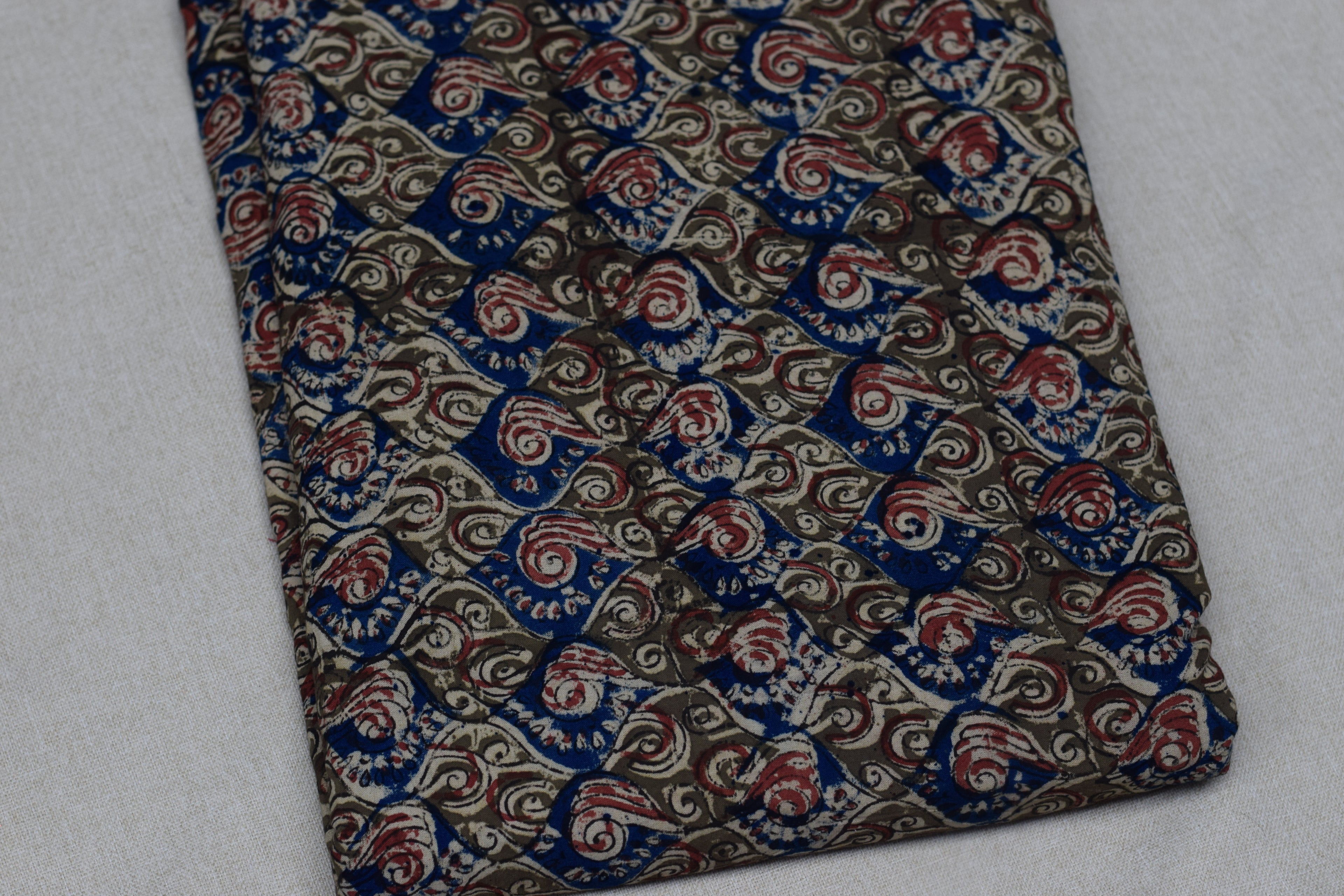 Royal Indigo Kalamkari Print Cotton Churidar Top Material – 2.5 Meter
