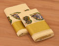 Womens Kerala Set Mundu with Krishna Print & Golden Border | Traditional Off-White Cotton Set