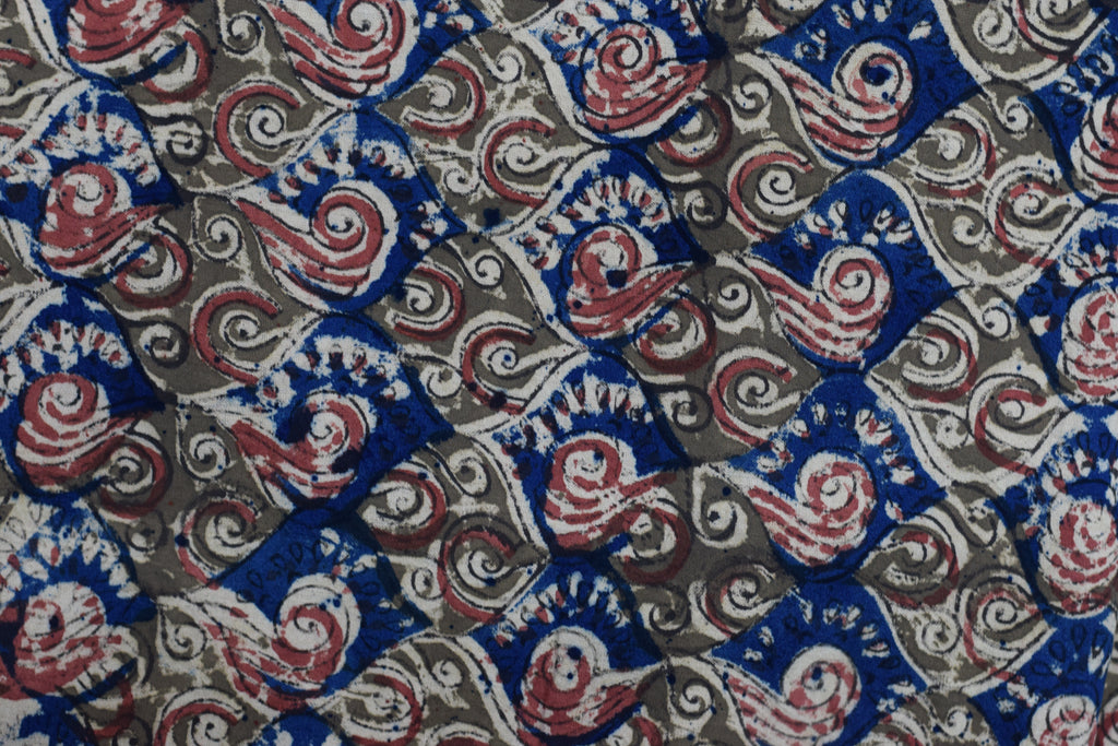 Royal Indigo Kalamkari Print Cotton Churidar Top Material – 2.5 Meter