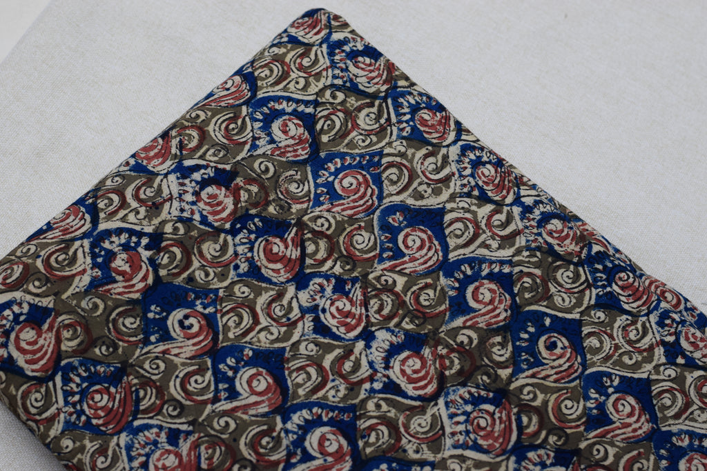 Royal Indigo Kalamkari Print Cotton Churidar Top Material – 2.5 Meter