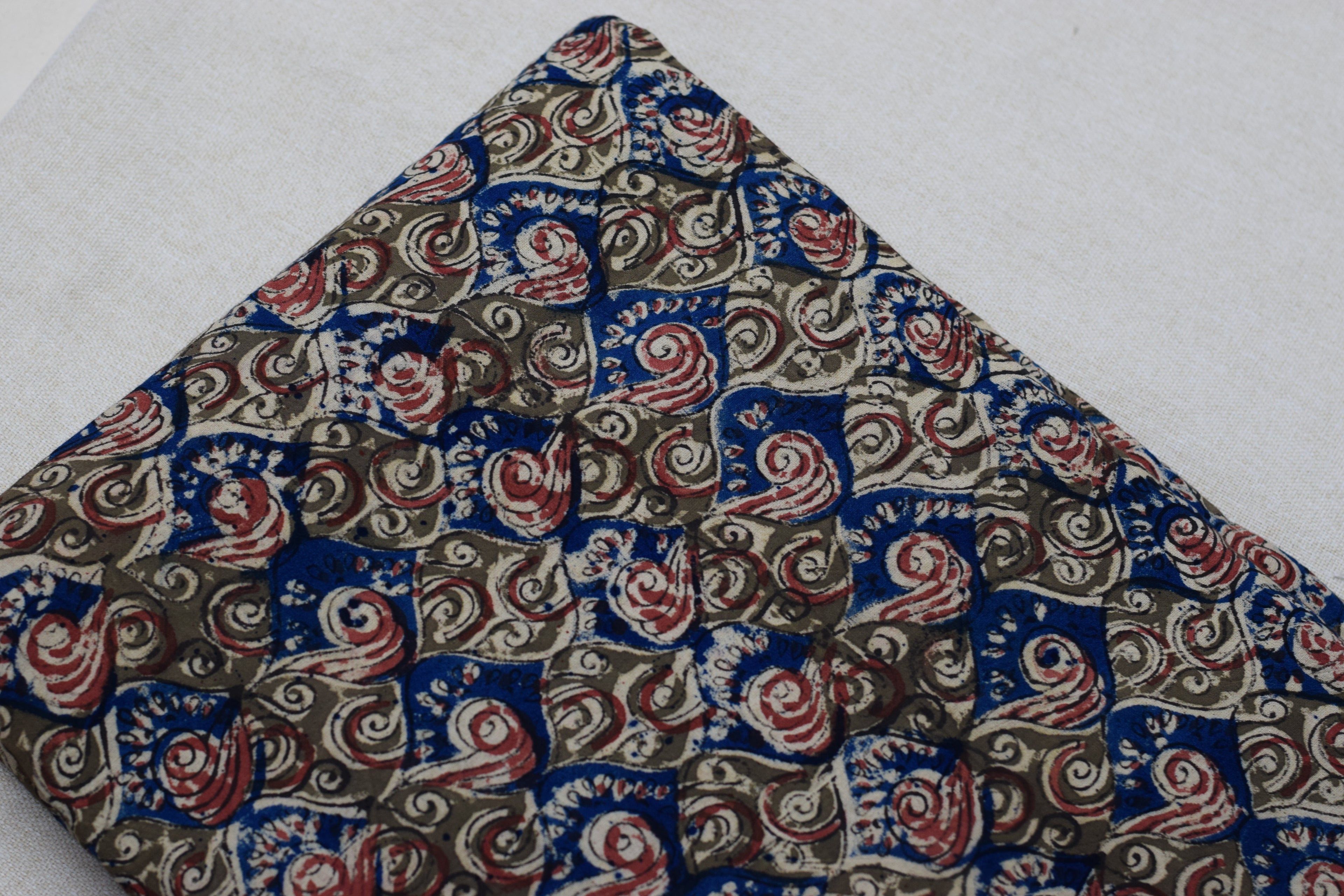 Royal Indigo Kalamkari Print Cotton Churidar Top Material – 2.5 Meter