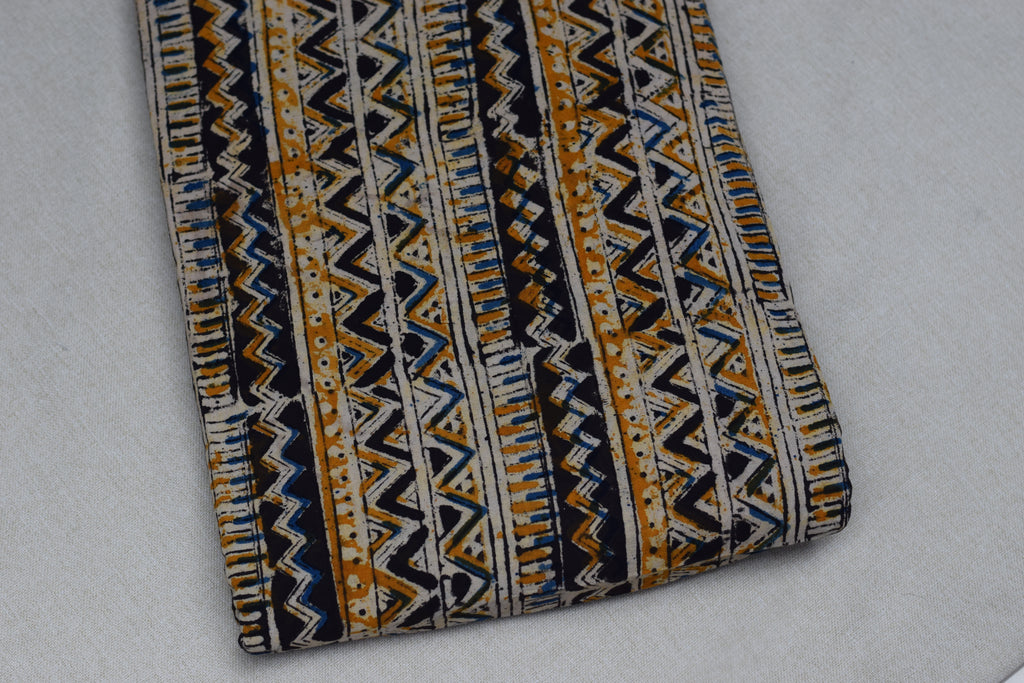 Tribal Stripe Kalamkari Cotton Churidar Top Material – 3 Meter