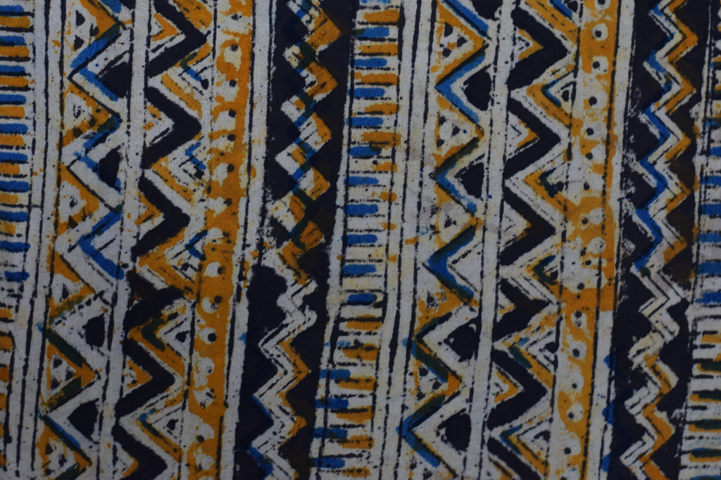 Tribal Stripe Kalamkari Cotton Churidar Top Material – 3 Meter