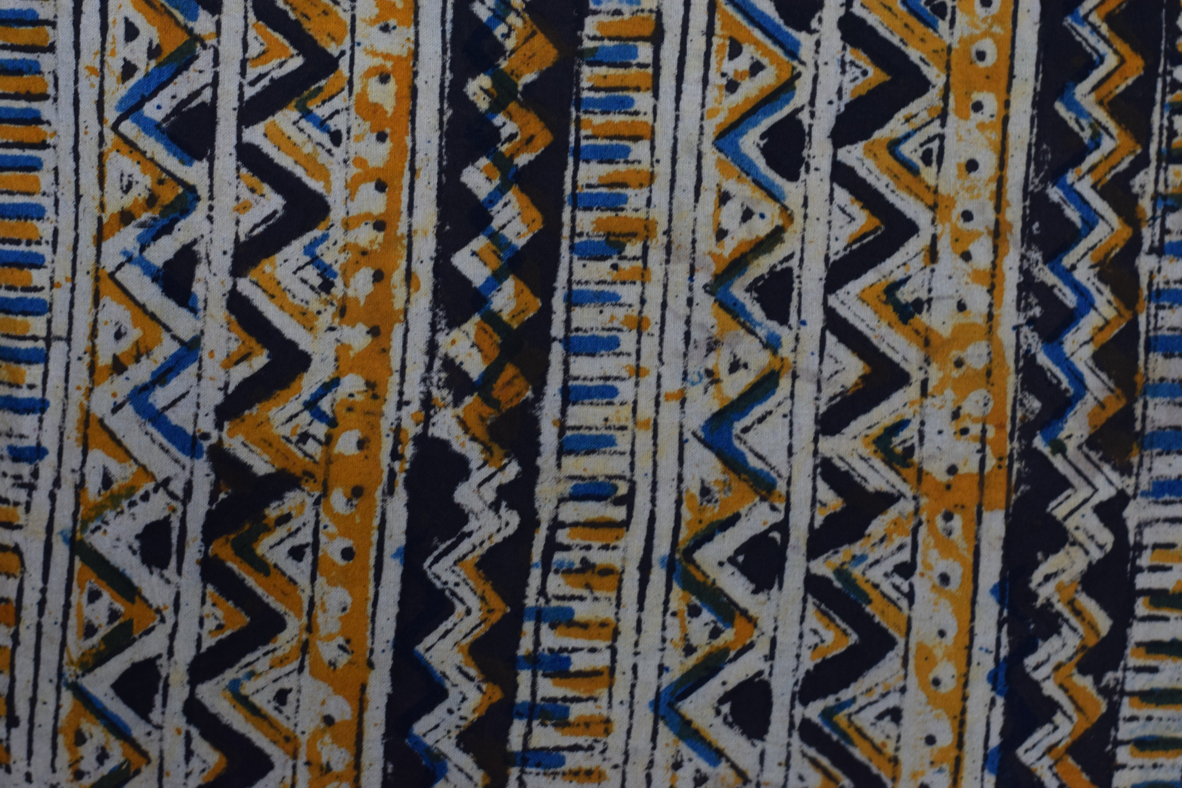 Tribal Stripe Kalamkari Cotton Churidar Top Material – 3 Meter