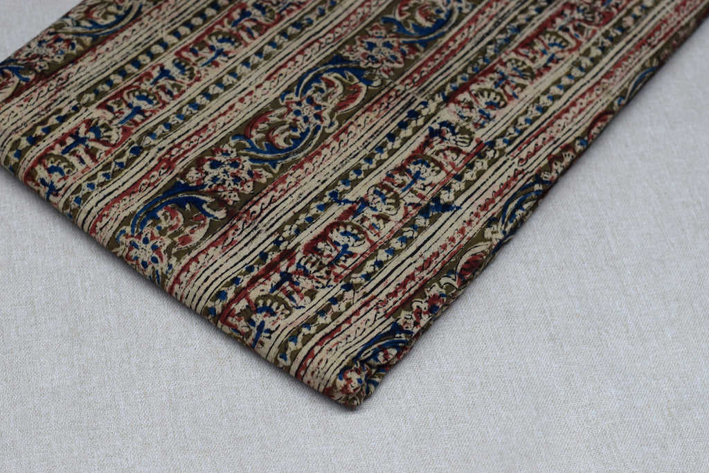 Kalamkari Print Cotton Churidar Material – Top Fabric Only | 3 Meter | Soft Cotton Dress Material