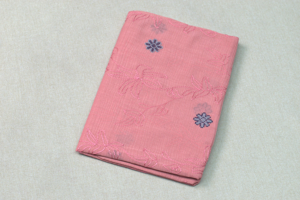 Blush Pink Christ Georgette Embroidered Churidar Material Set for Women