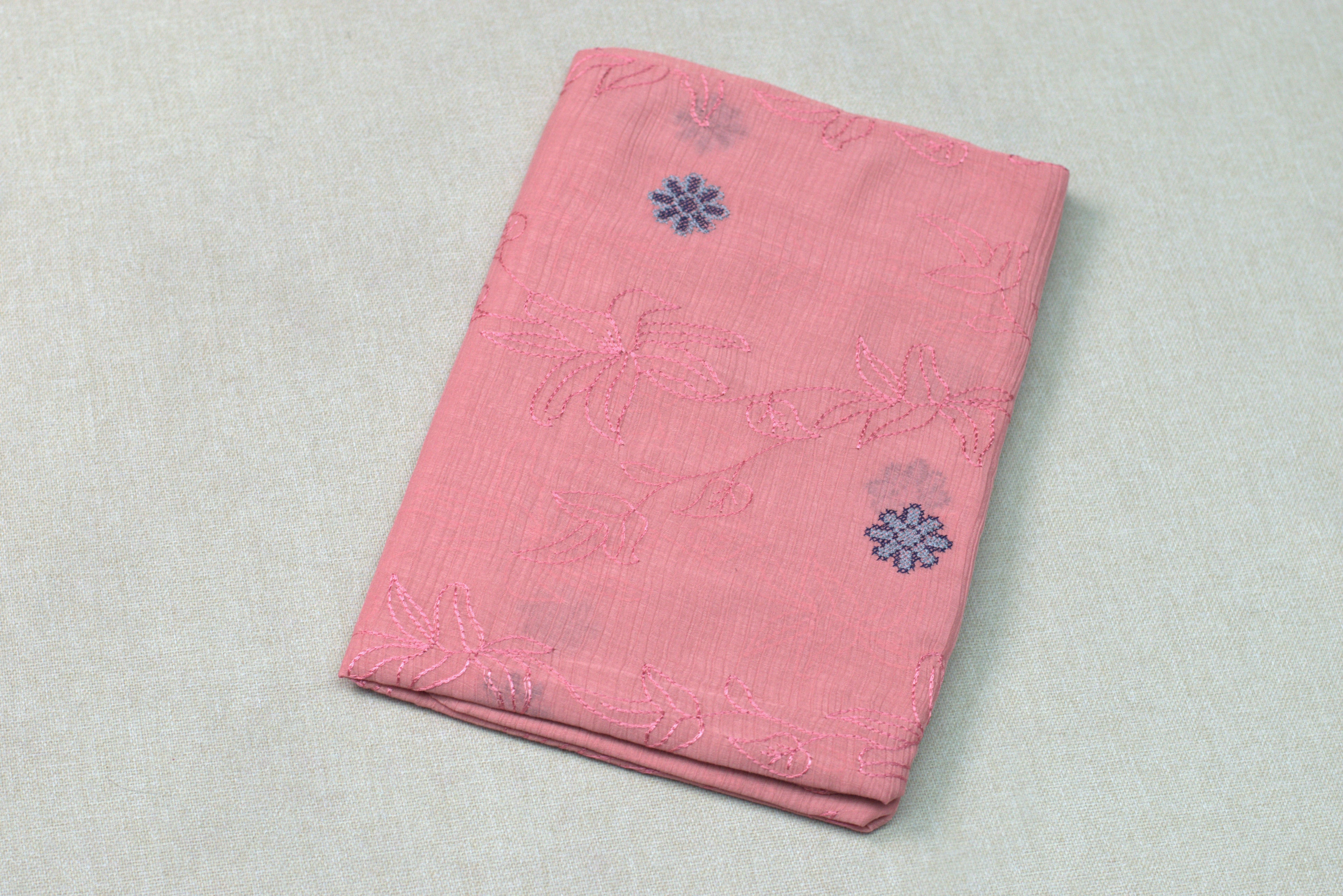 Blush Pink Christ Georgette Embroidered Churidar Material Set for Women