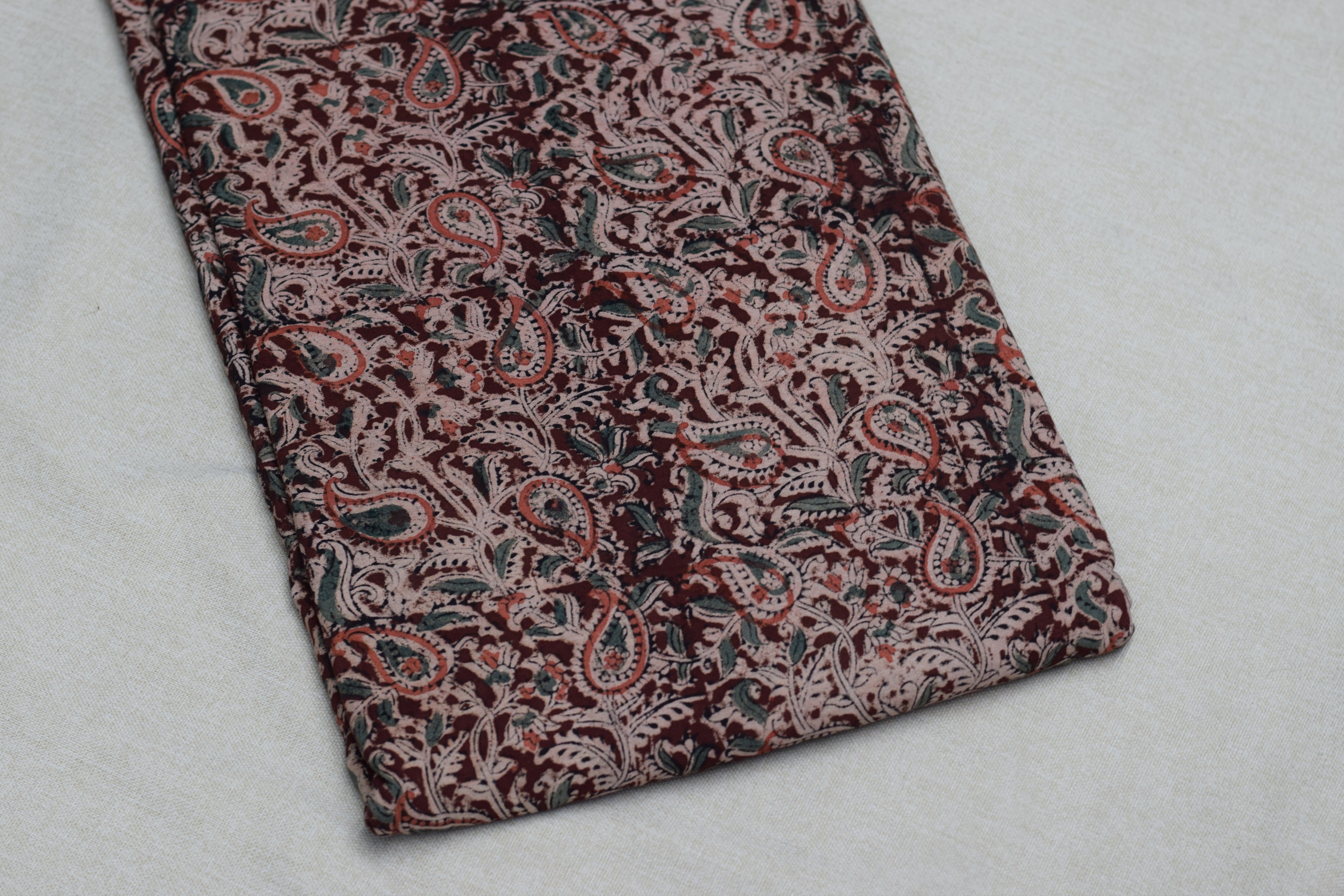 Kalamkari Print Cotton Churidar Material – Paisley Floral Design | 44" Width | Top Only 2.5 Meter