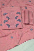 Blush Pink Christ Georgette Embroidered Churidar Material Set for Women