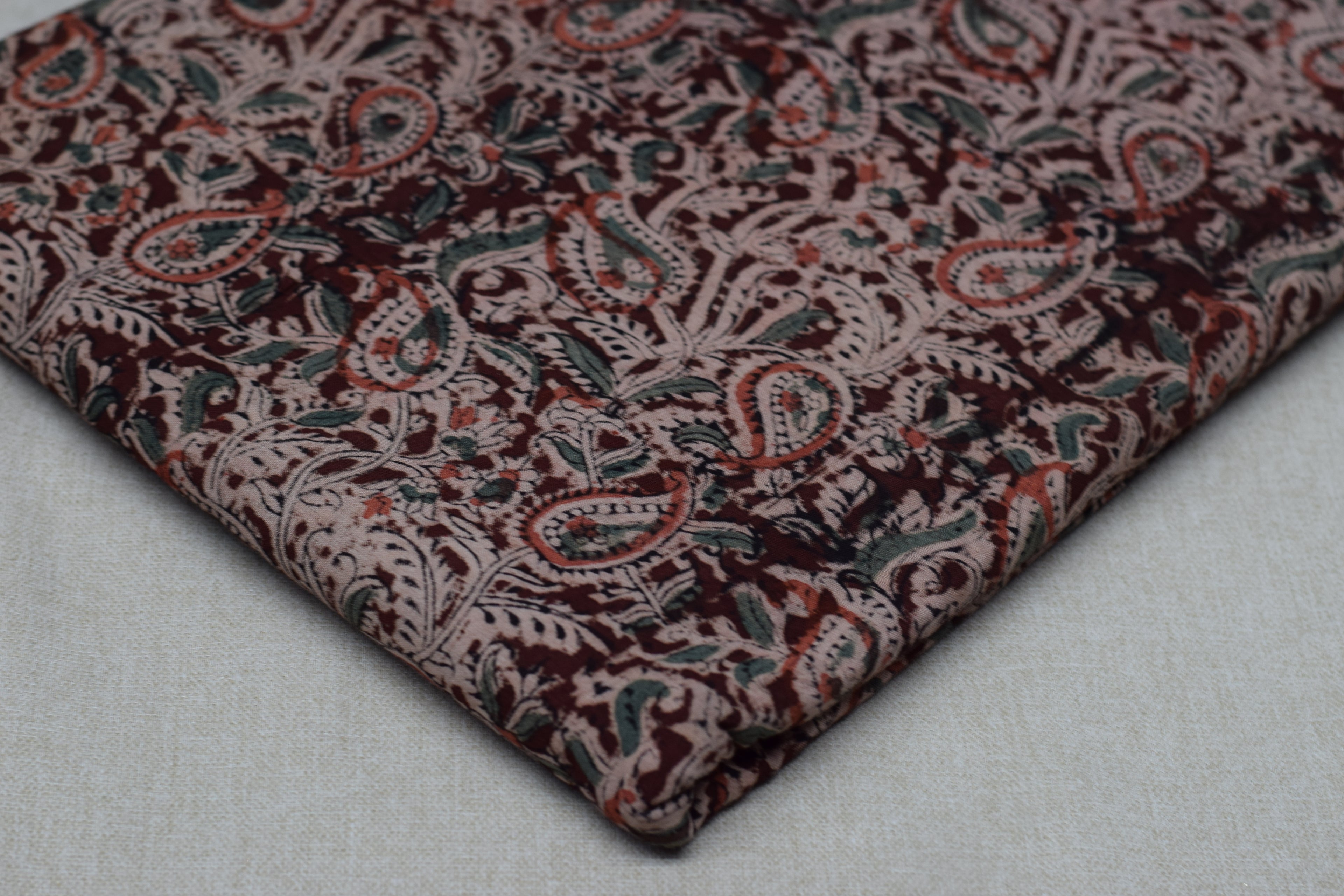 Kalamkari Print Cotton Churidar Material – Paisley Floral Design | 44" Width | Top Only 2.5 Meter