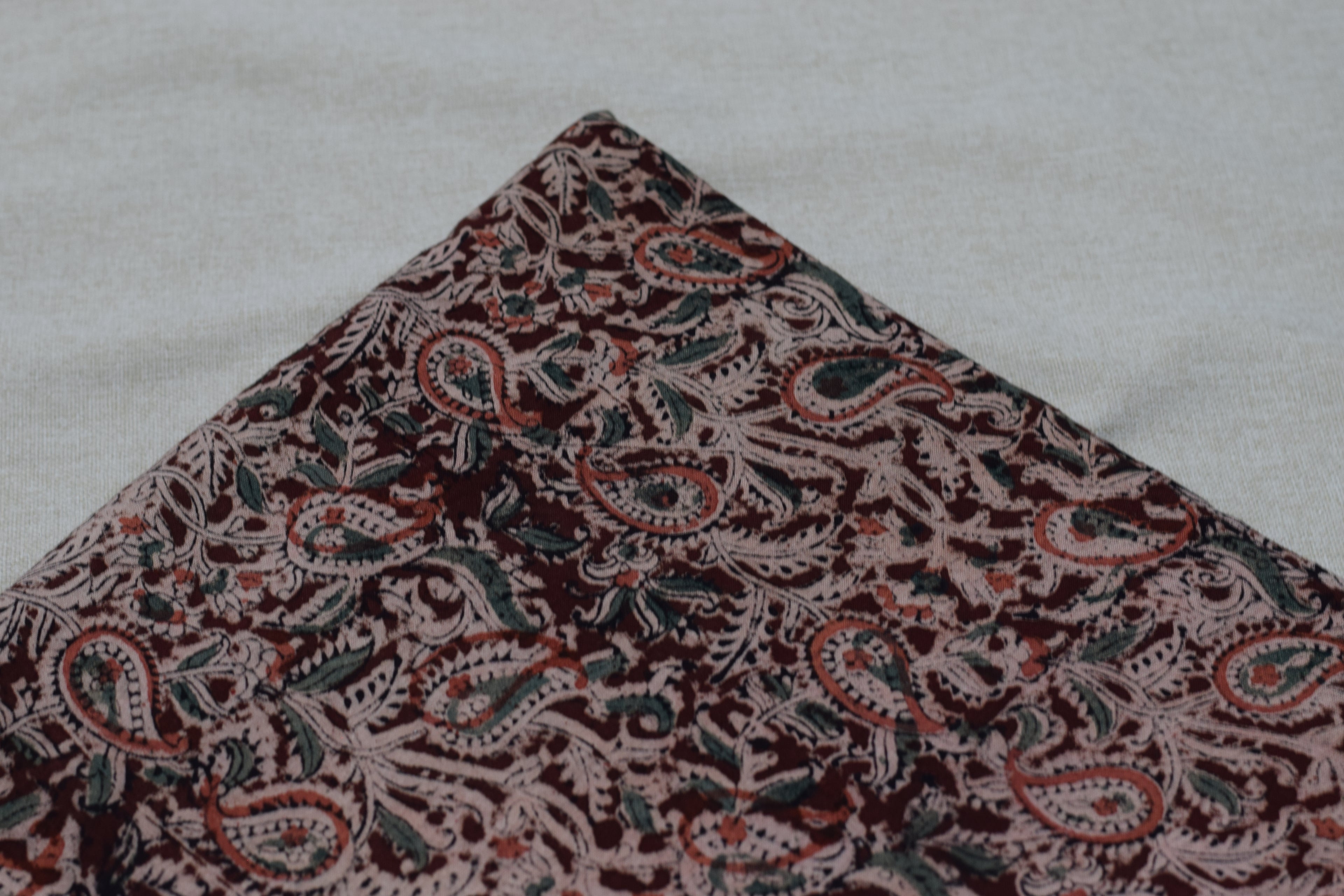 Kalamkari Print Cotton Churidar Material – Paisley Floral Design | 44" Width | Top Only 2.5 Meter