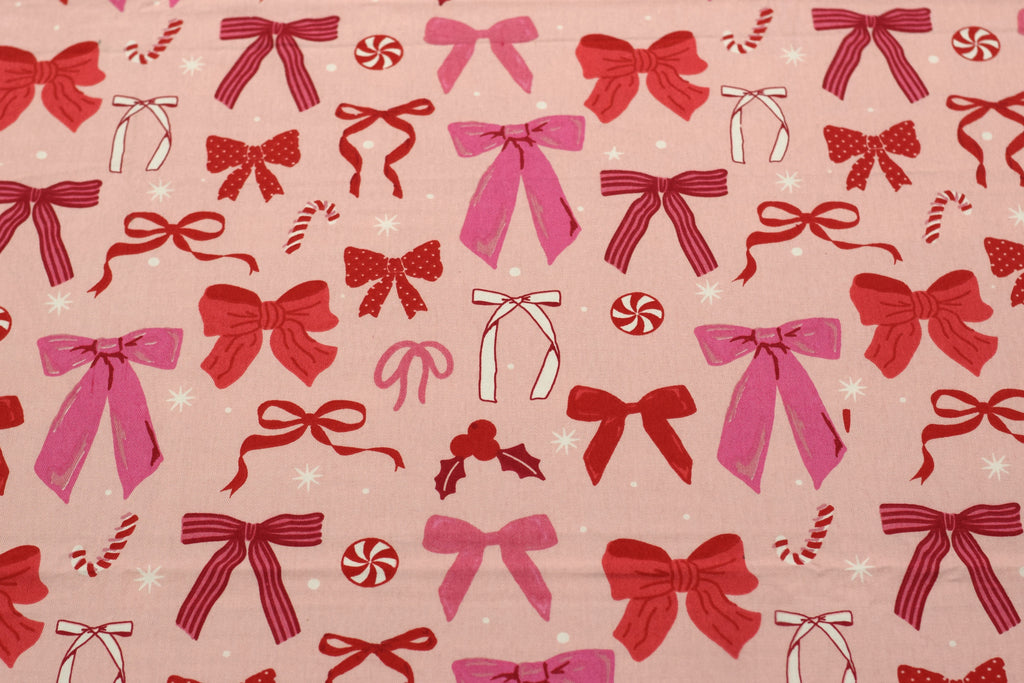King Size Cotton Bedspread – Pink Bow Print with Red Border | 100 × 110 Inches
