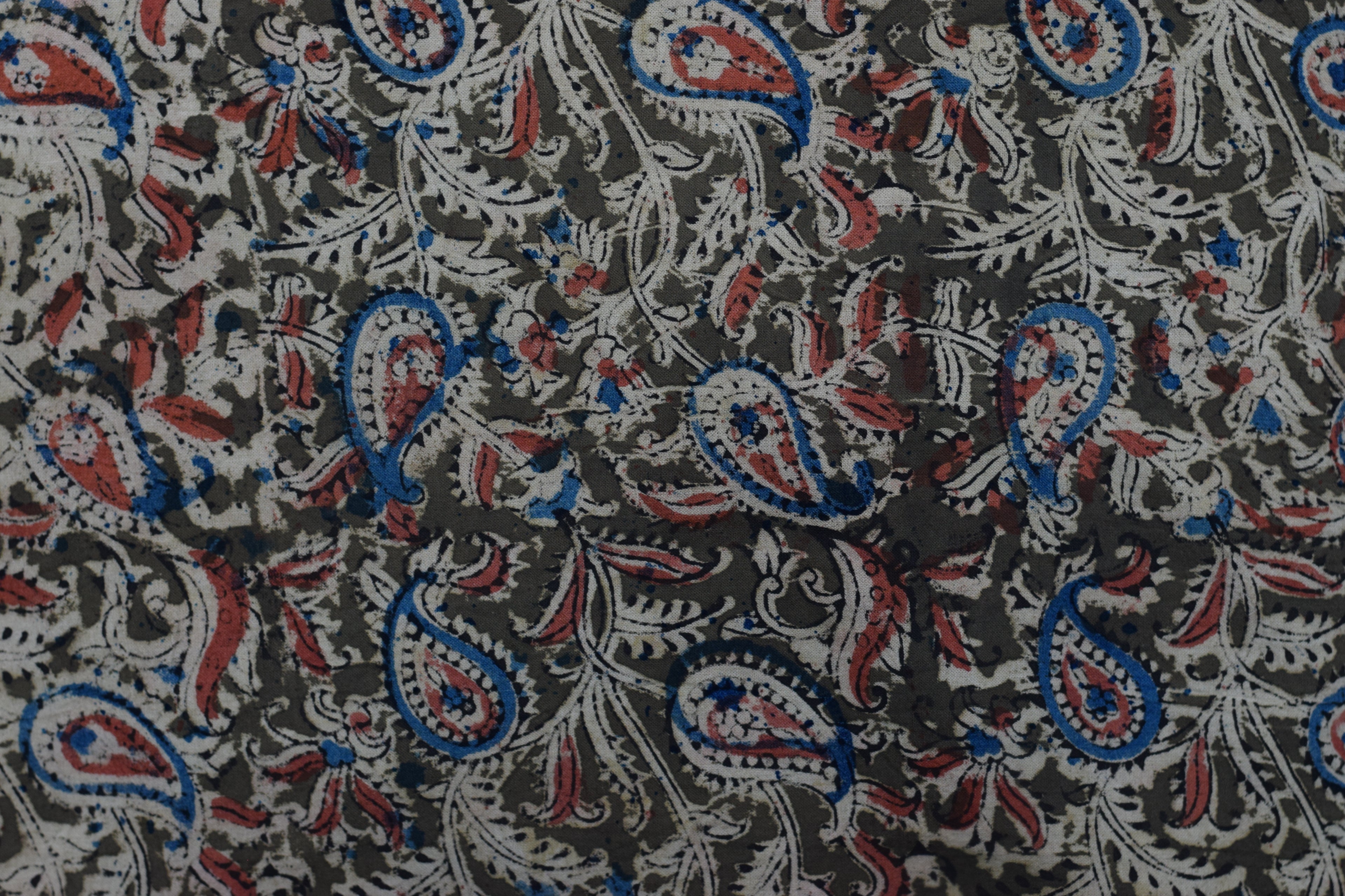 Kalamkari Print Cotton Churidar Material – Brown Paisley Design | 44" Width | Top Fabric 2.5 Meter