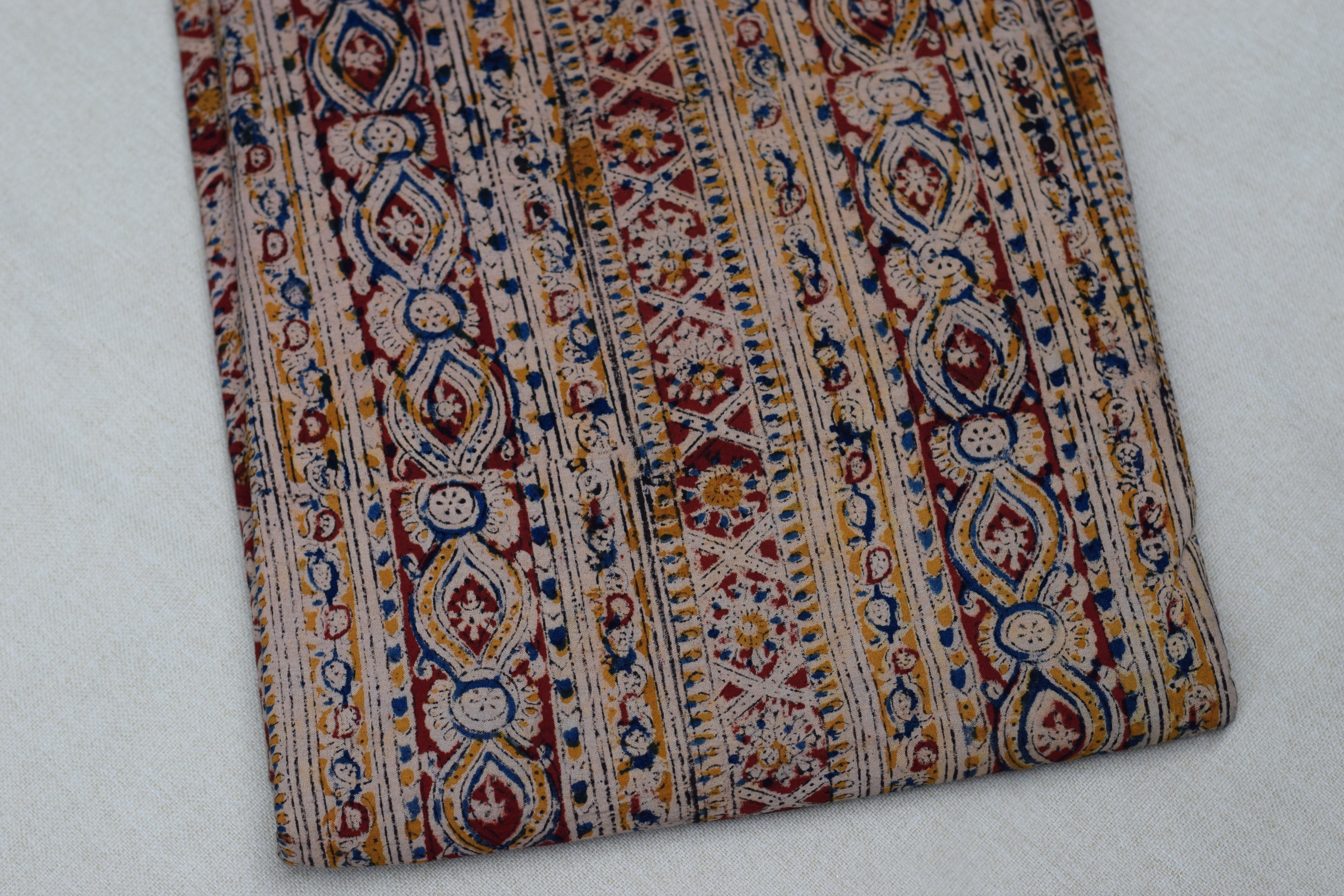 Kalamkari Print Cotton Churidar Material – Beige Multi Color | 44" Width | Top Only 3 Meter