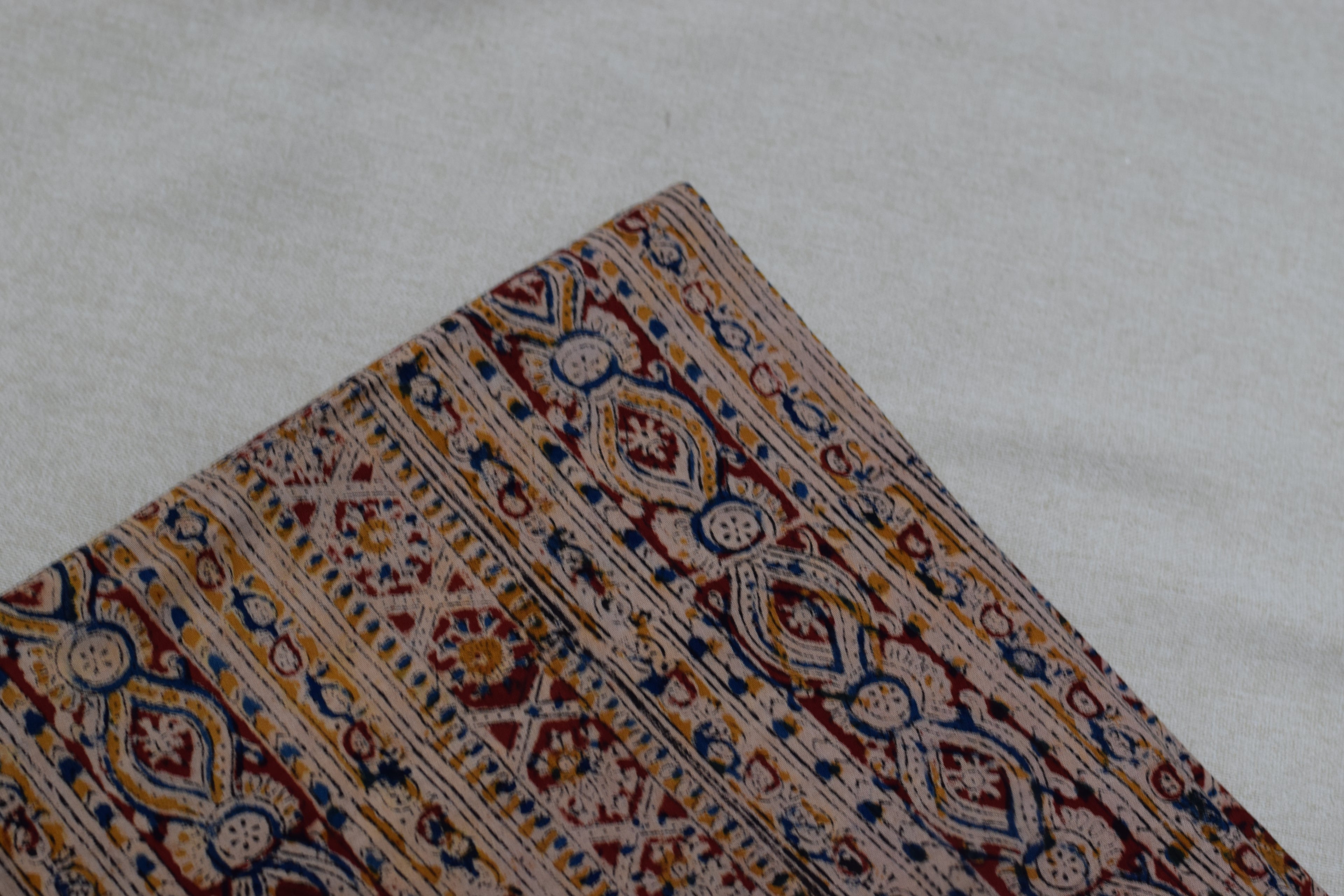 Kalamkari Print Cotton Churidar Material – Beige Multi Color | 44" Width | Top Only 3 Meter