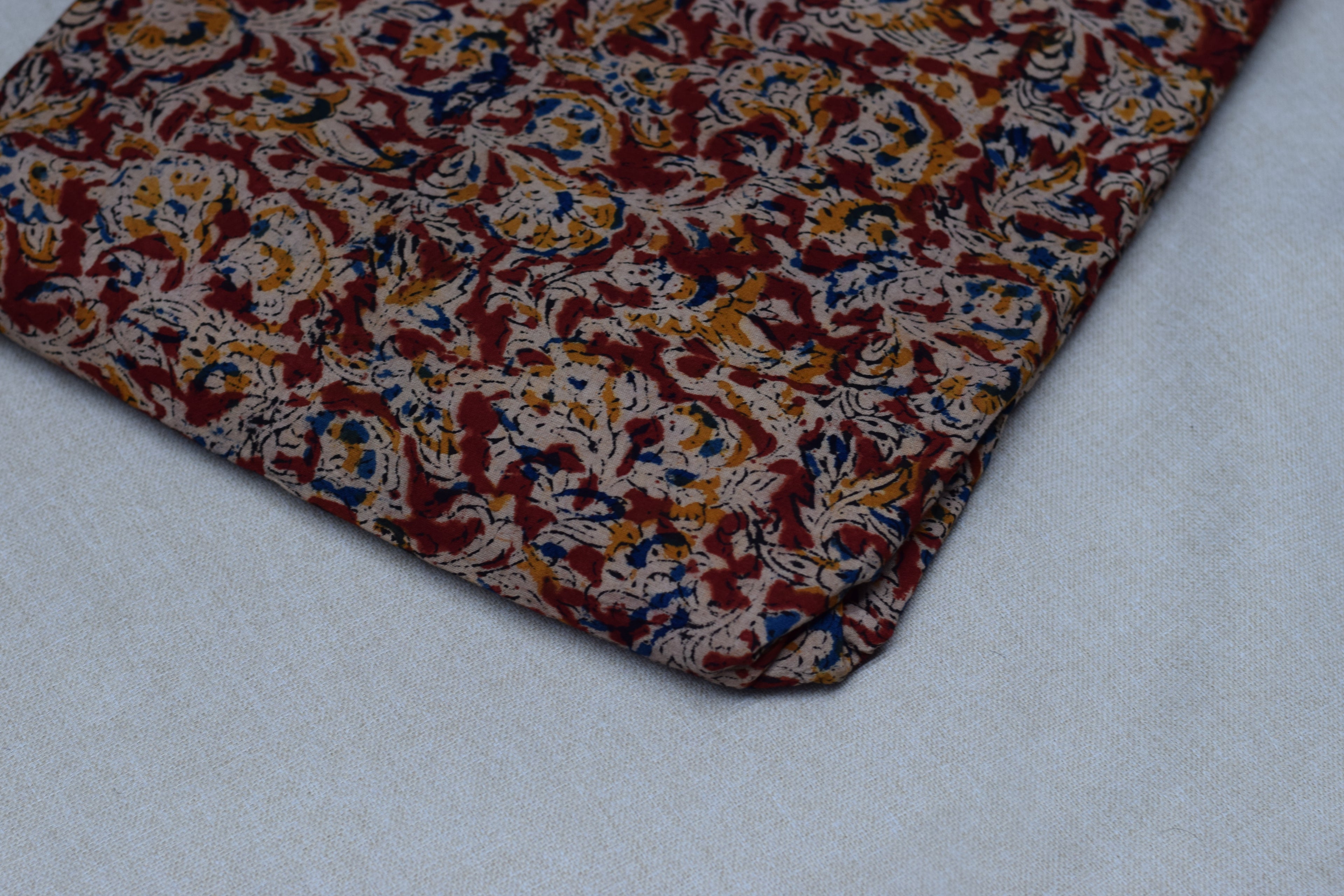 Elegant Maroon Kalamkari Print Cotton Churidar Material – 2.5 Mtr Top Fabric | 44 Inch Width