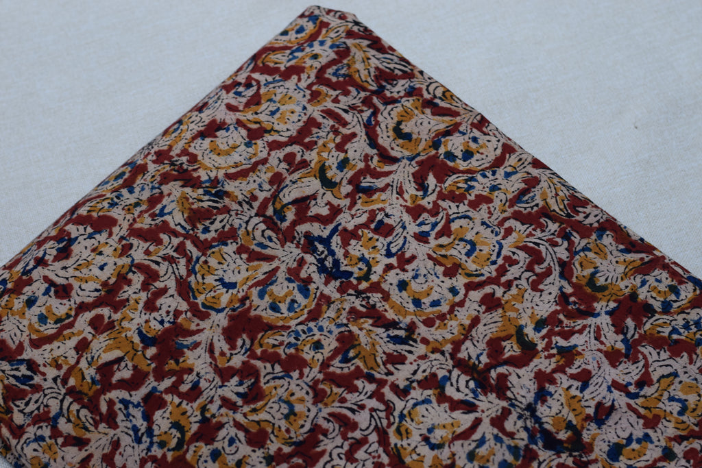 Elegant Maroon Kalamkari Print Cotton Churidar Material – 2.5 Mtr Top Fabric | 44 Inch Width