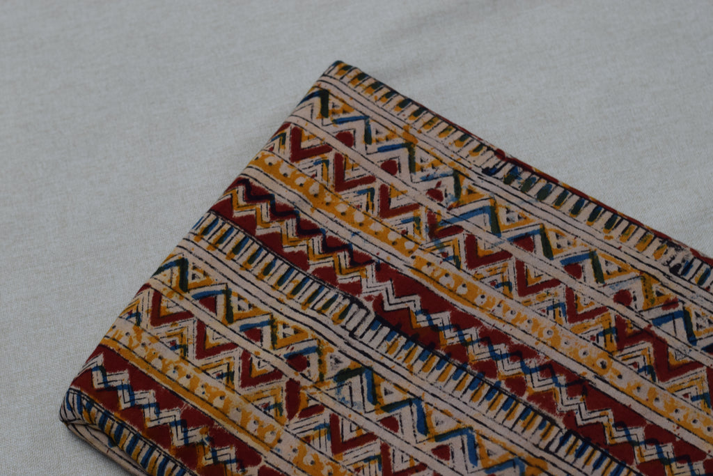 Rustic Tribal Kalamkari Print Cotton Churidar Material – 44" Width | Top Fabric 3 Mtr