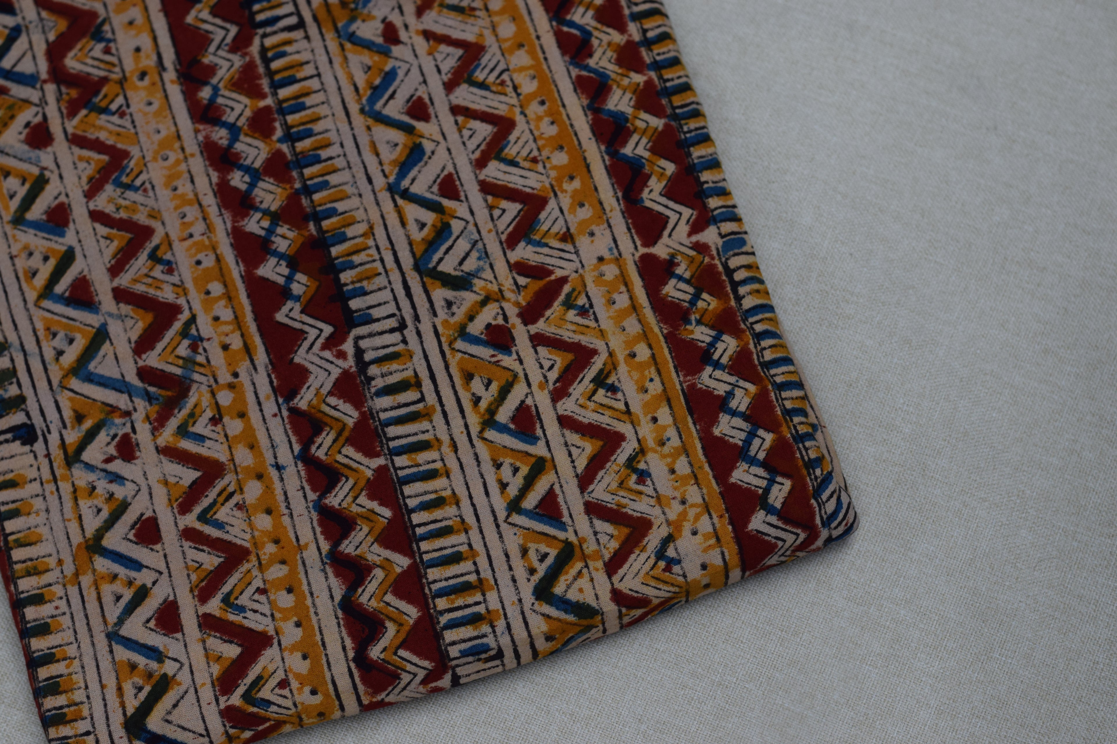 Rustic Tribal Kalamkari Print Cotton Churidar Material – 44" Width | Top Fabric 3 Mtr