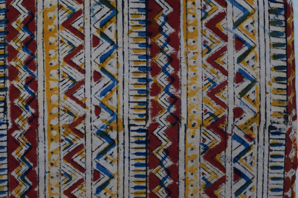 Rustic Tribal Kalamkari Print Cotton Churidar Material – 44" Width | Top Fabric 3 Mtr