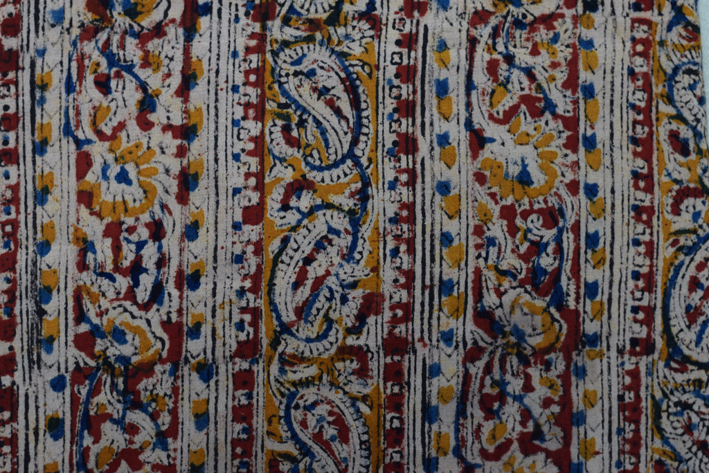 Elegant Beige Kalamkari Print Cotton Churidar Material – 44” Width | 3 Meter Top Fabric
