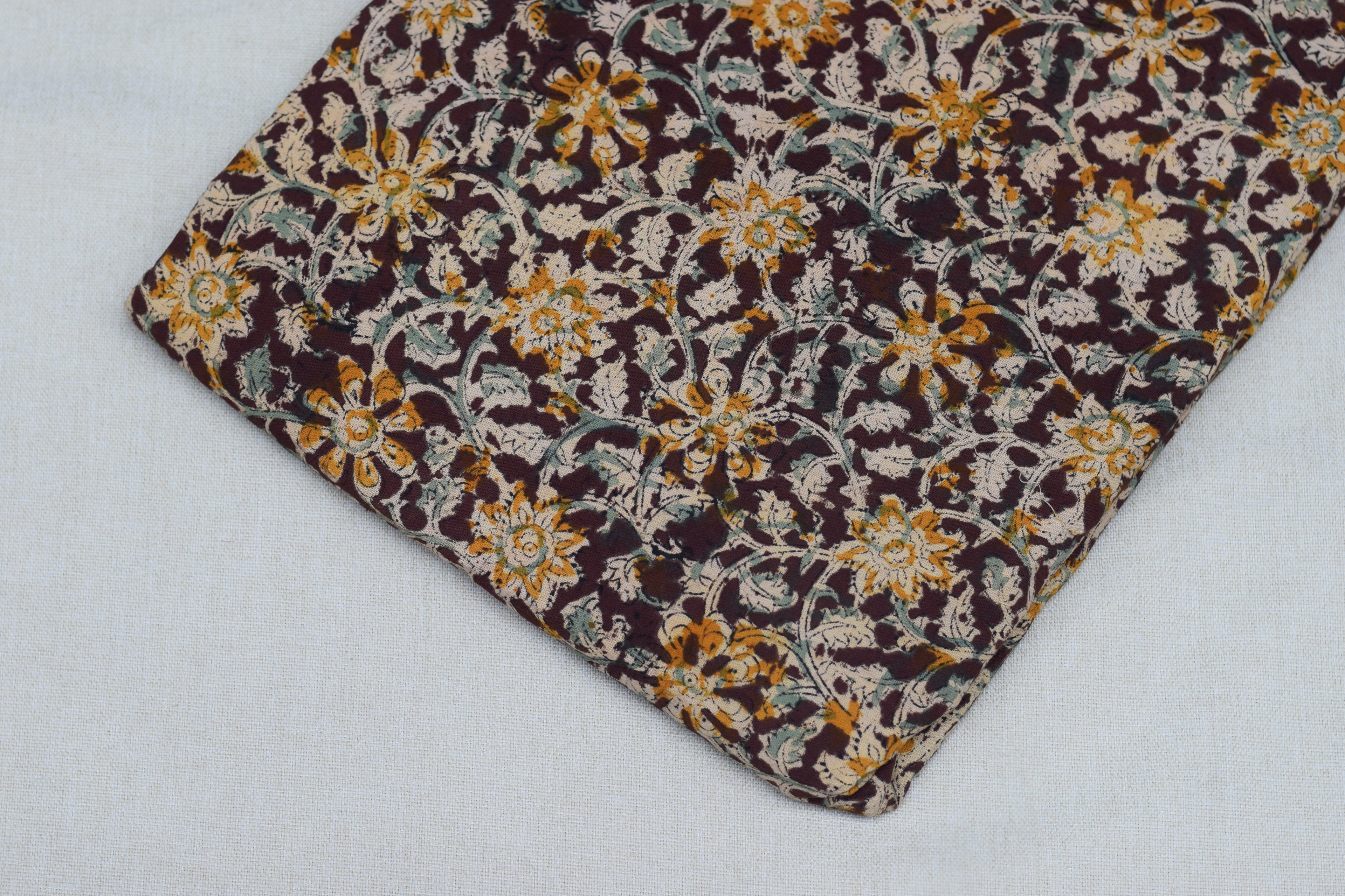 Maroon Floral Kalamkari Print Cotton Churidar Material – 44 Inch Width | 2.5 Meter Top Fabric