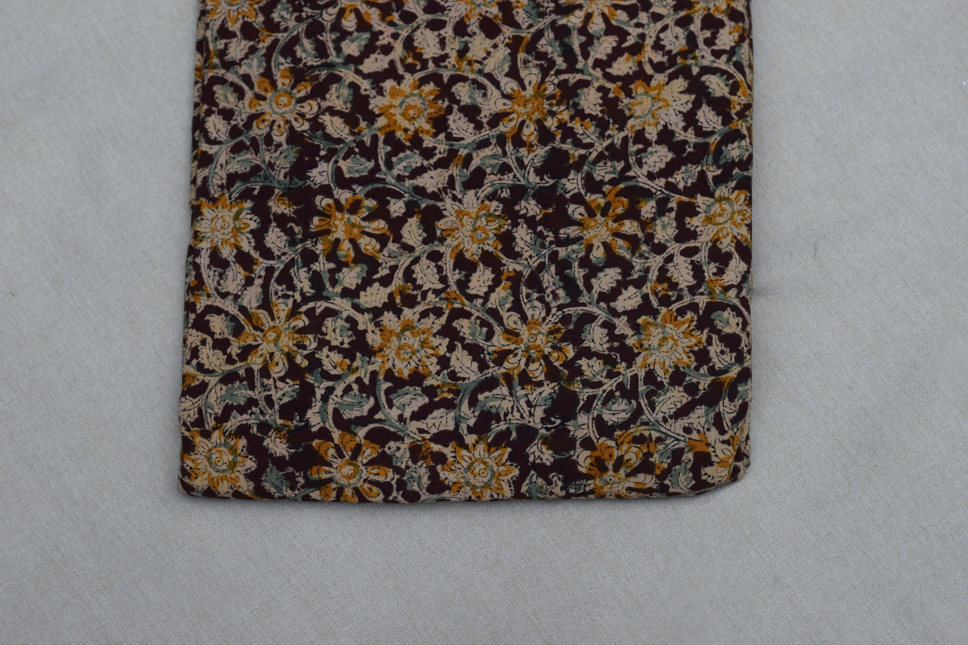 Maroon Floral Kalamkari Print Cotton Churidar Material – 44 Inch Width | 2.5 Meter Top Fabric