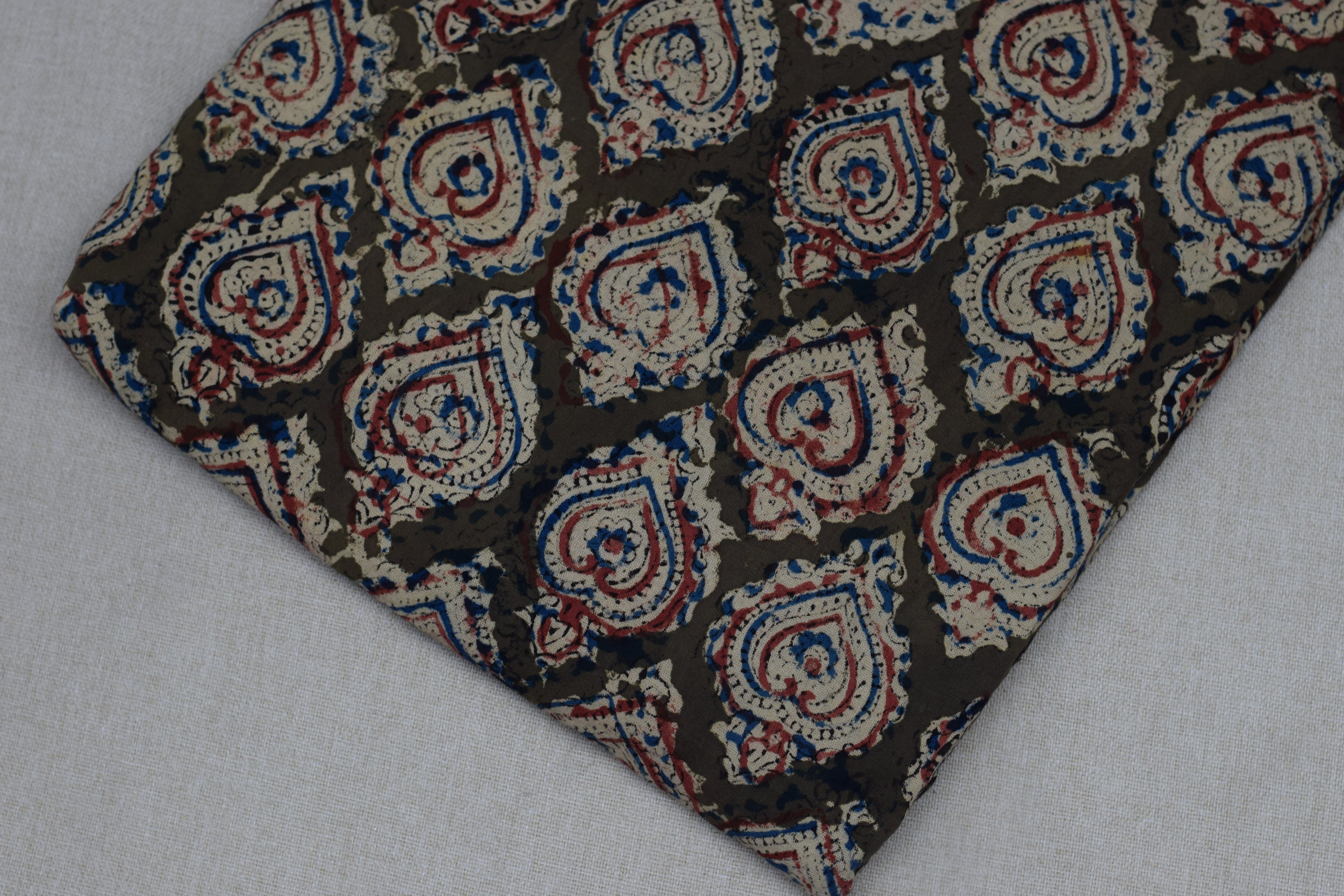 Earthy Brown Kalamkari Print Cotton Churidar Material – 44 Inch Width | 2.5 Meter Top Fabric