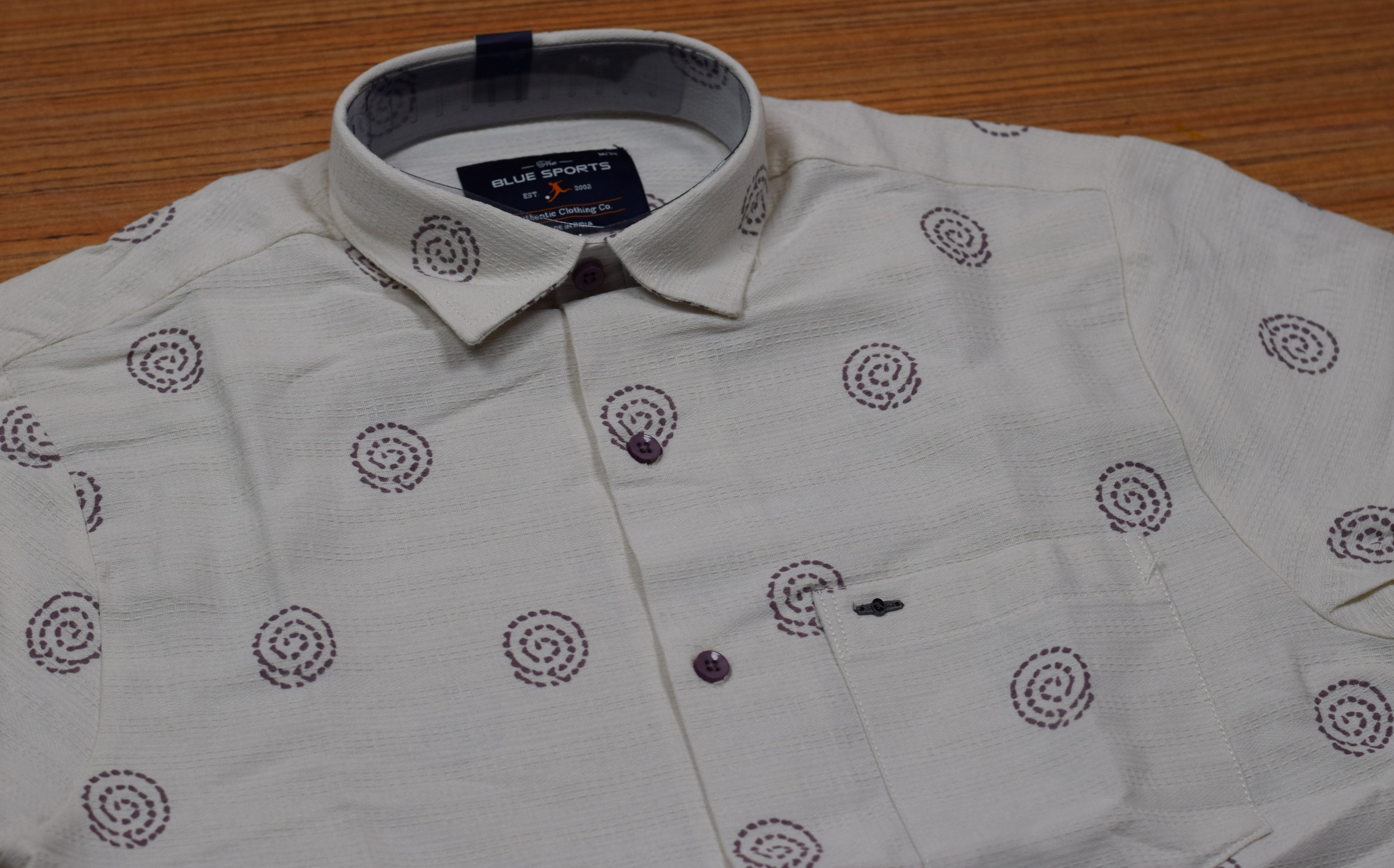 Men's Off-White Cotton Floral Printed Full Sleeve Casual Shirt