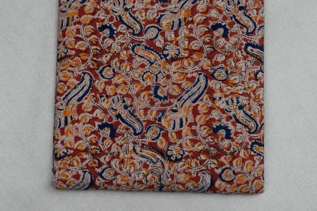 Rustic Floral Kalamkari Cotton Churidar Material – 44" Width | Top Fabric 2.5 Mtr
