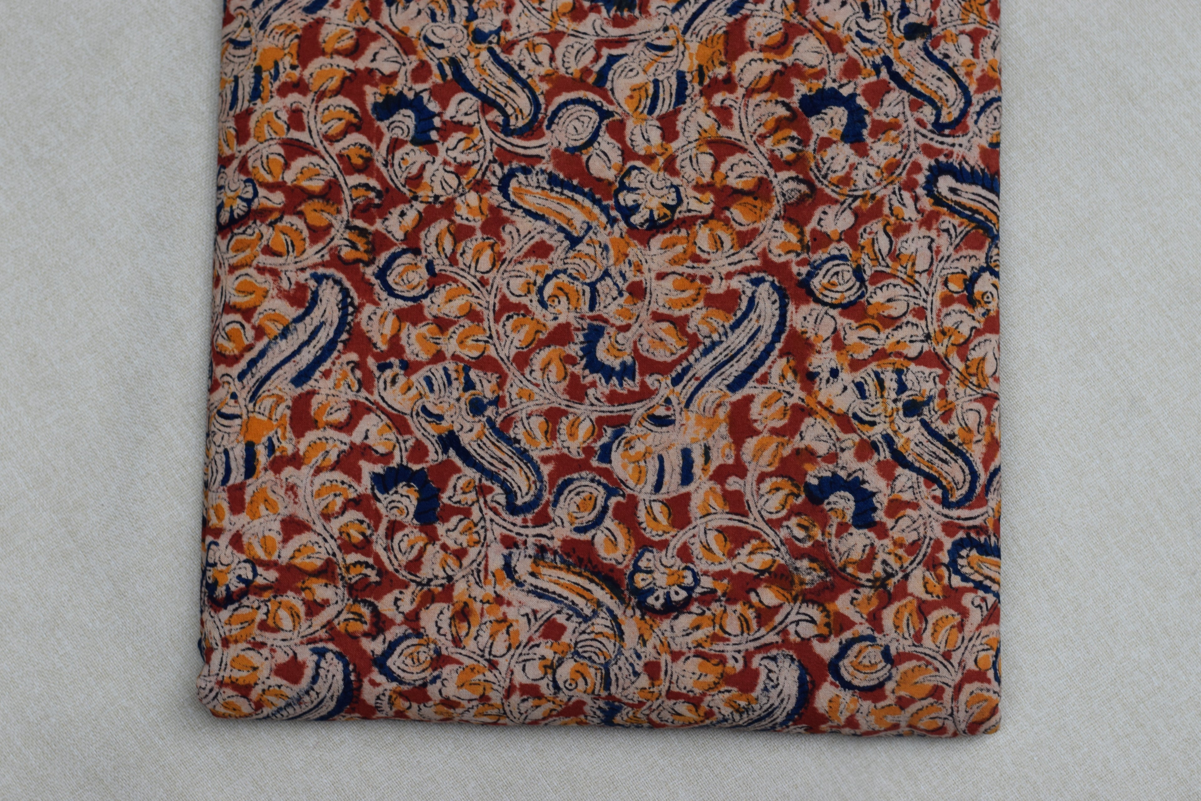 Rustic Floral Kalamkari Cotton Churidar Material – 44" Width | Top Fabric 2.5 Mtr