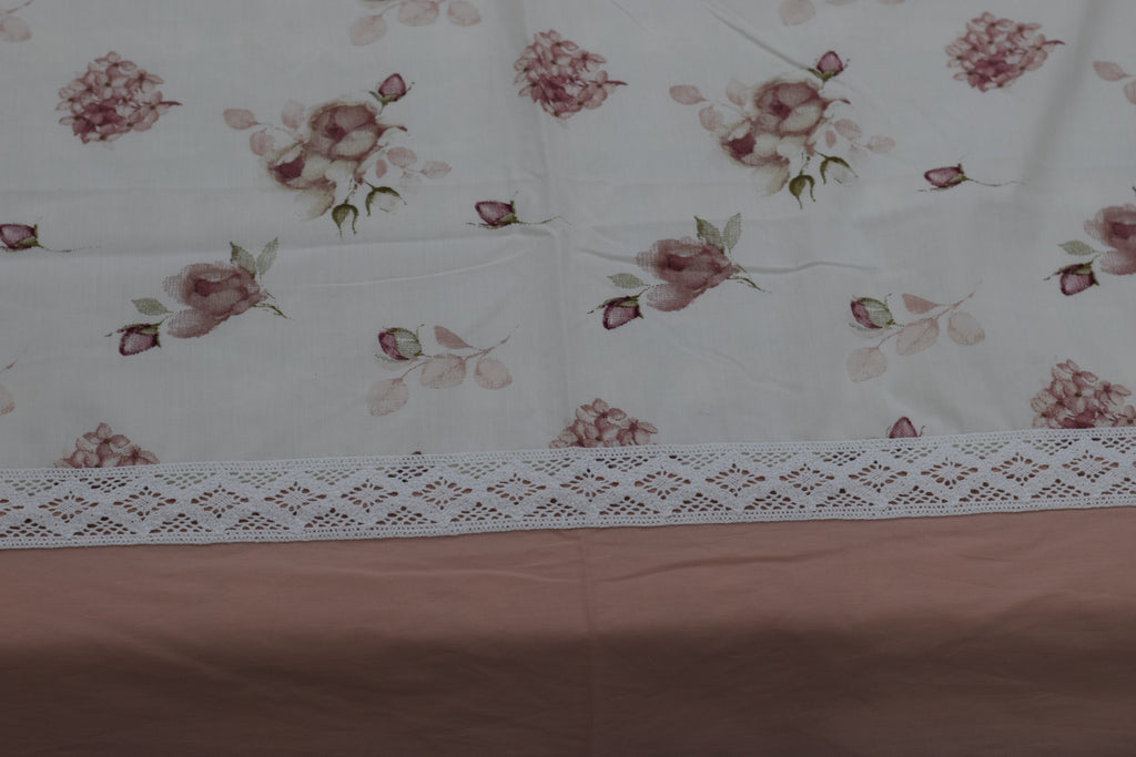 Premium Floral Cotton Bedspread Set with 2 Pillow Covers | Blush Pink & Ivory | 96 x 104 Inches