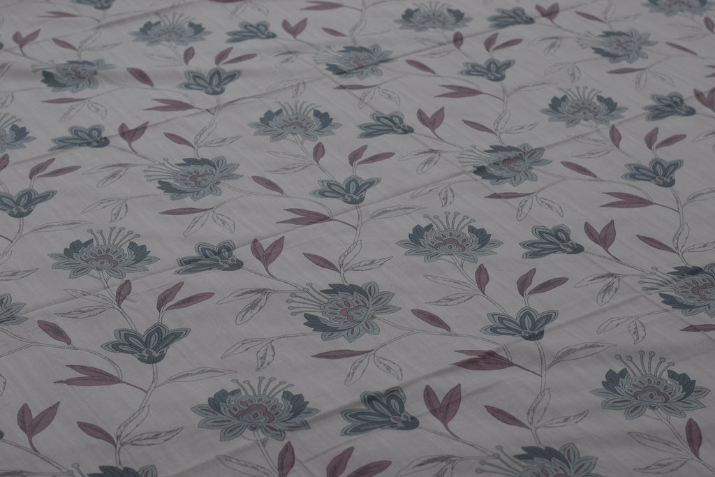 Elegant Blue Floral Queen Size Bedsheet Se