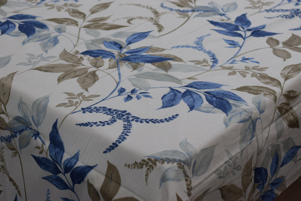 Elegant Blue Floral Queen Size Bedsheet Set