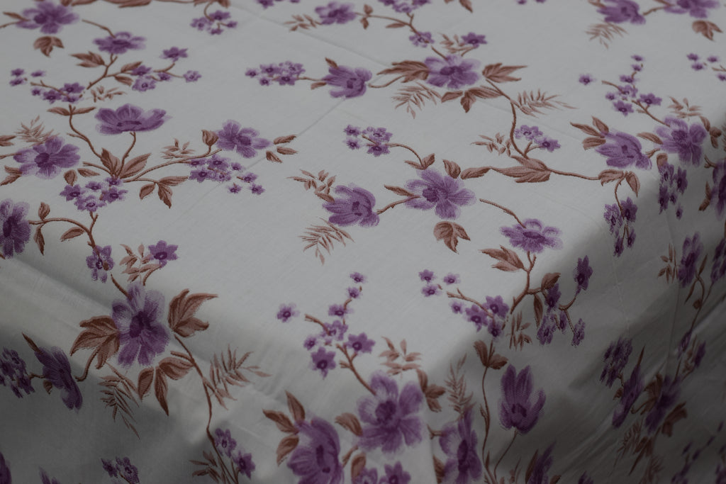 Elegant Purple Floral Queen Size Bedsheet with 2 Pillow Covers – Soft Cotton Blend Bedding Set