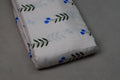 Blue Leaf Print Semi Linen Dress Material Set | Top & Bottom Fabric | 44" Width