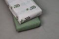 Green Leaf Print Semi Linen Dress Material Set – Top & Bottom Fabric (44" Width)