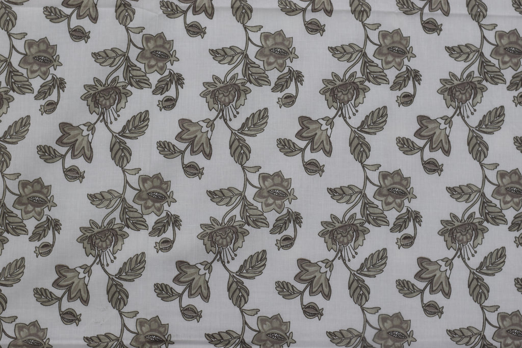 Elegant Floral Print Queen Size Cotton Bedsheet with 2 Pillow Covers – White &amp; Grey