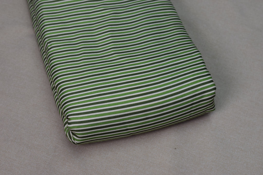 Green Leaf Print Semi Linen Dress Material Set – Top & Bottom Fabric (44" Width)