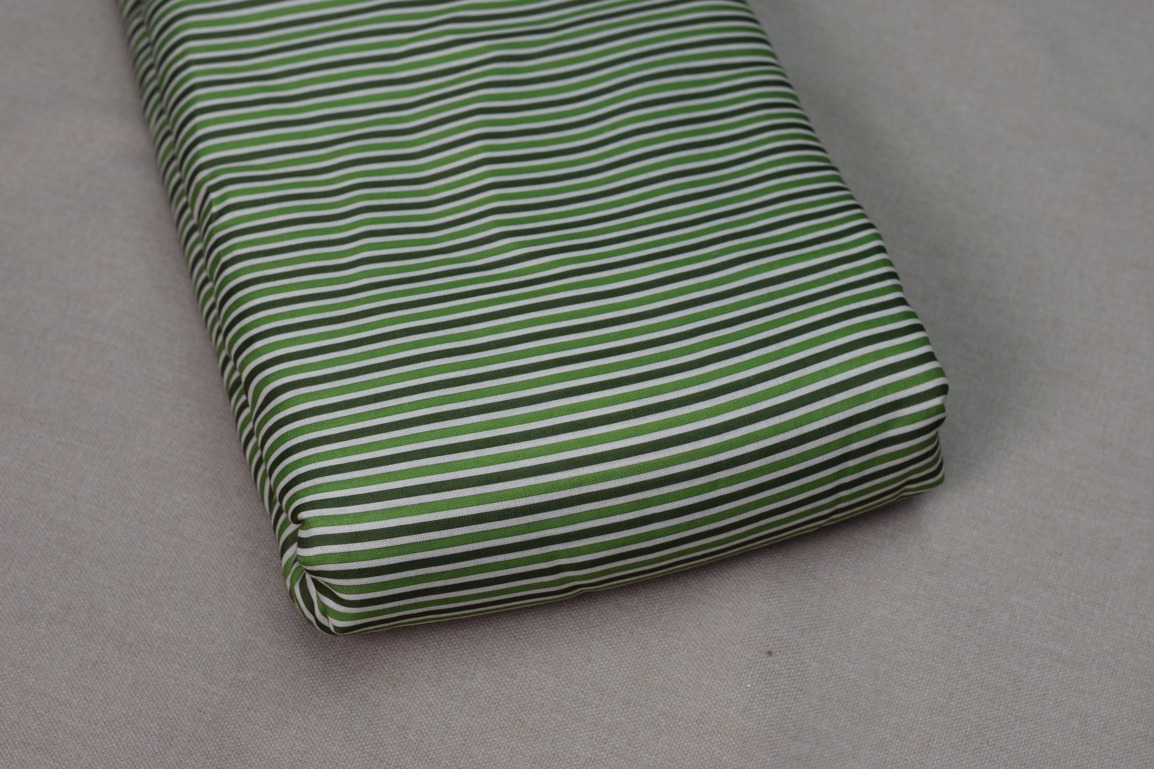 Green Leaf Print Semi Linen Dress Material Set – Top & Bottom Fabric (44" Width)