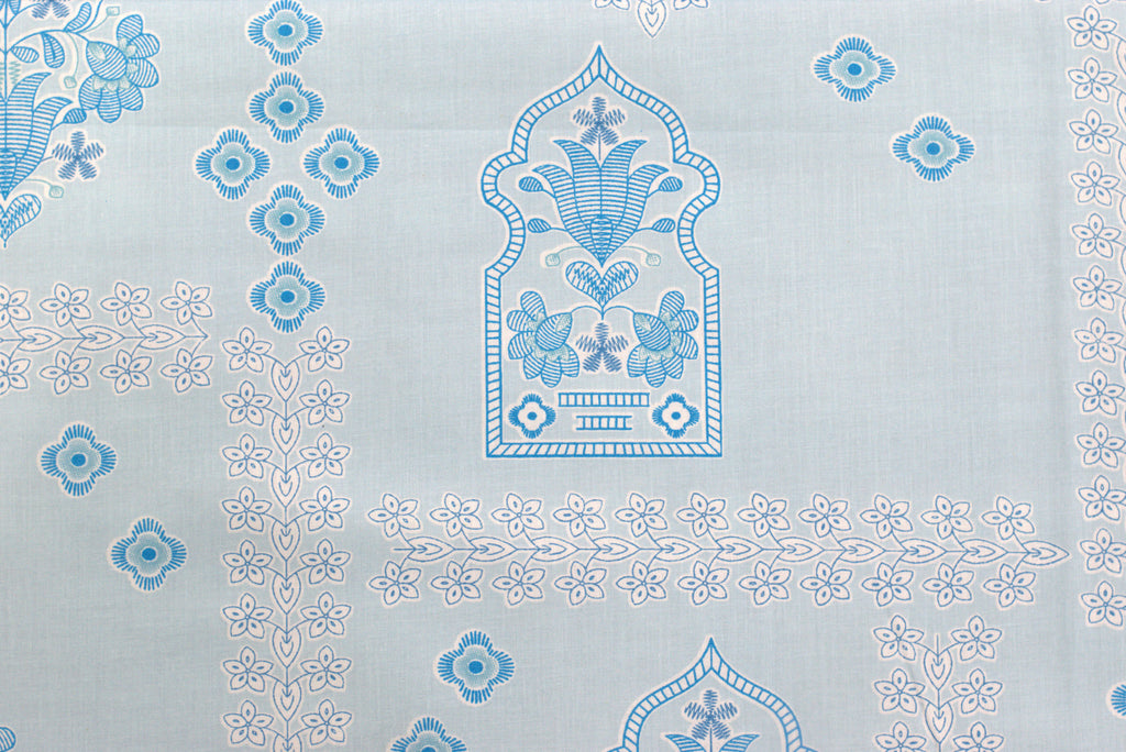 Elegant Sky Blue Floral Queen Size Bedsheet with 2 Pillow Covers – Soft &amp; Comfortable Cotton Blend