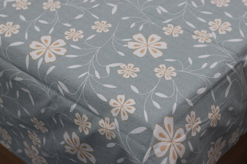 Elegant Grey Floral Queen Size Bedsheet with 2 Pillow Covers