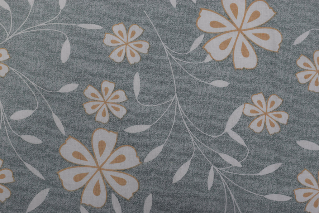 Elegant Grey Floral Queen Size Bedsheet with 2 Pillow Covers