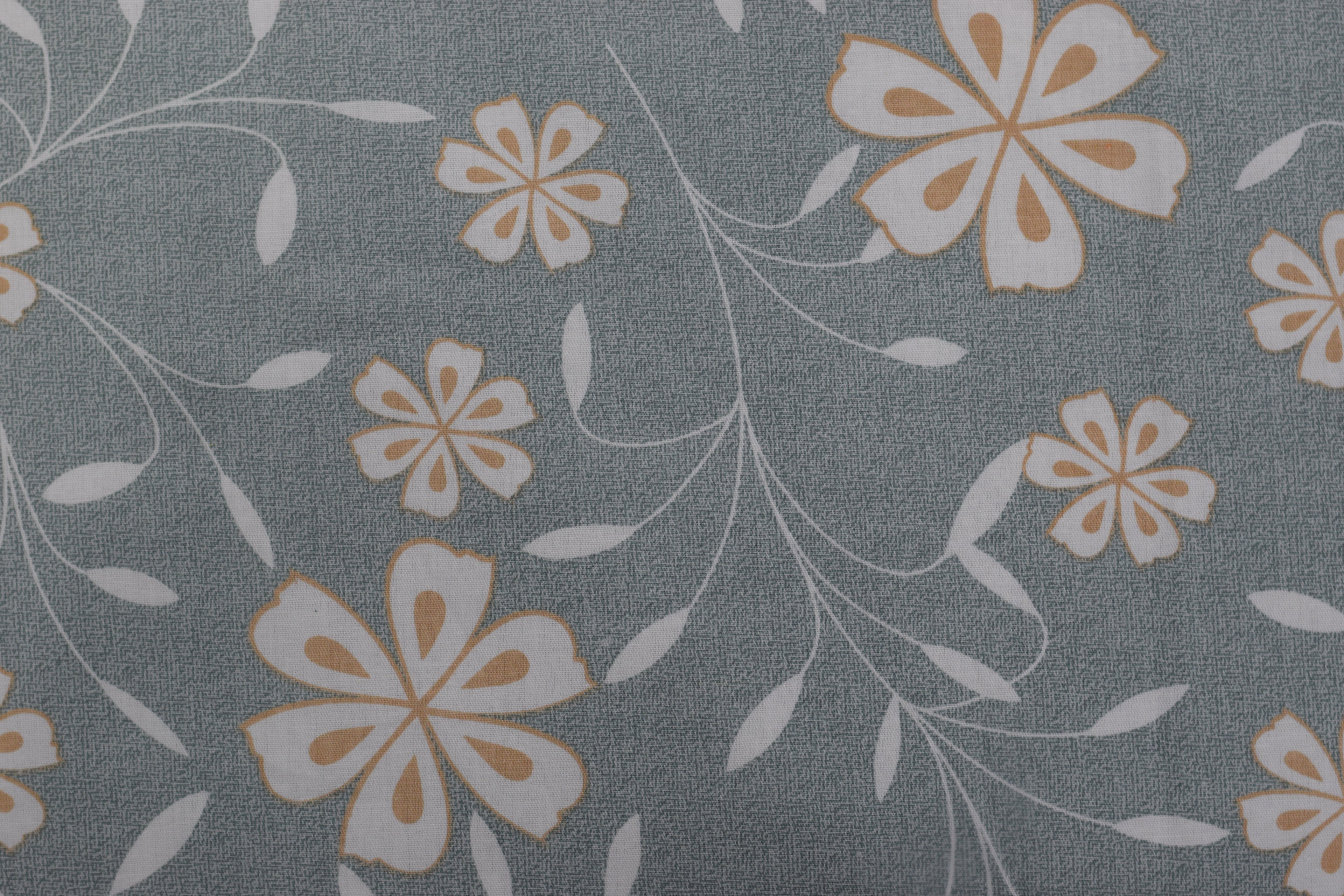Elegant Grey Floral Queen Size Bedsheet with 2 Pillow Covers