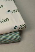Semi Linen Printed Dress Material Set – Leaf Print Top & Striped Bottom | 44" Width | Top 2.5m & Bottom 2m