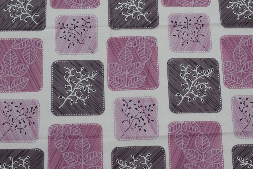 Blush Leaf Print Queen Size Bedsheet with Pillow Covers – Soft Cotton Blend Double Bedsheet Set